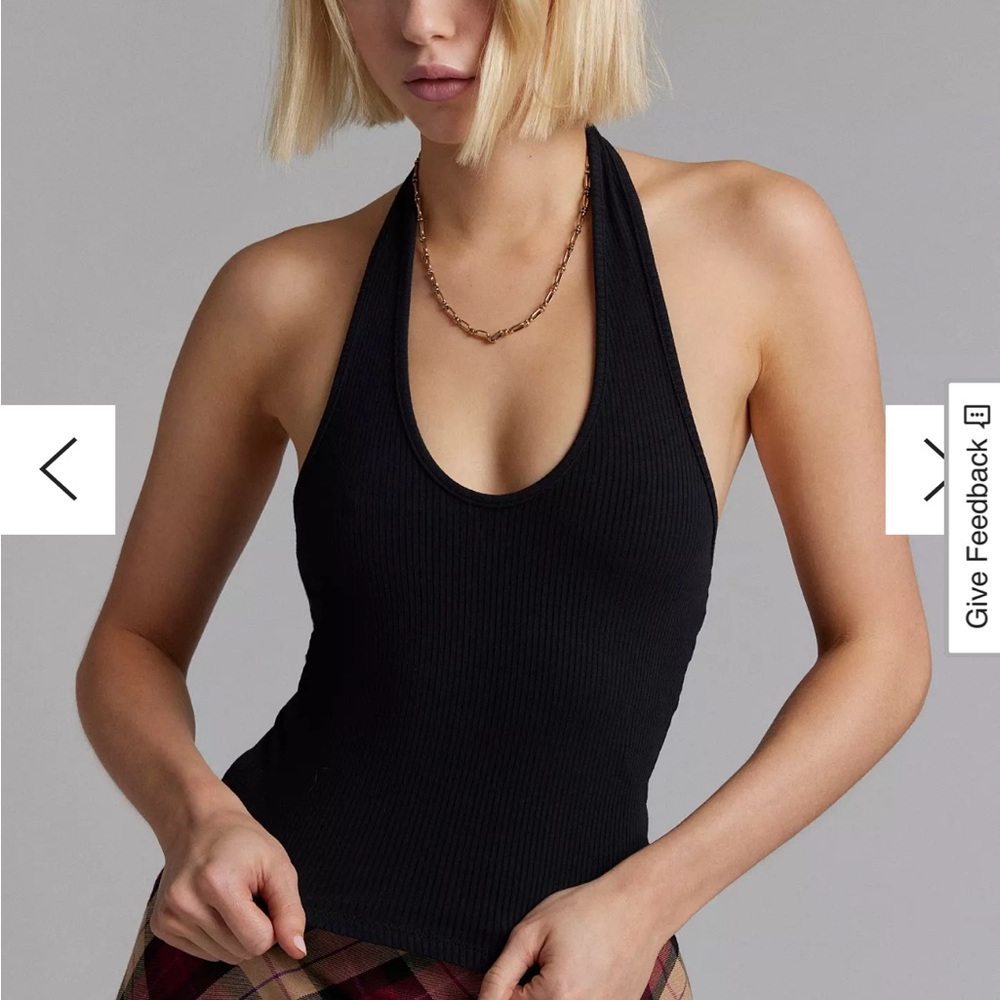 Urban Outfitters Black Ribbed Halter Top